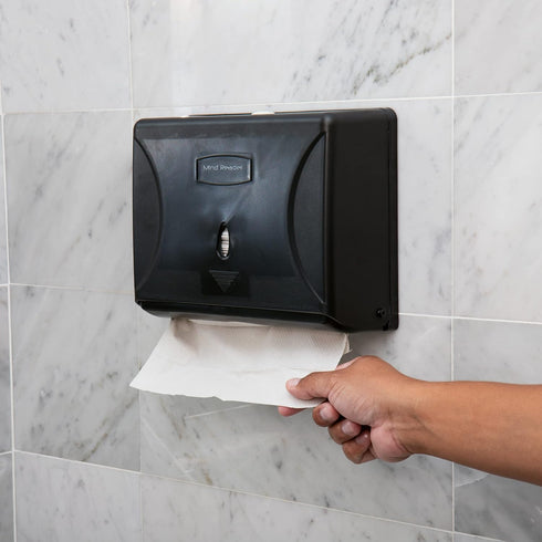 Wall-Mounted Tri-Fold Paper Towel Dispenser - Black Plastic