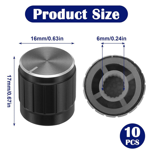 Bruislard 10Pcs 6mm 17x17mm Floor Lamp Knob Table Lamp Switch Replacement, Rotary Switch Knob, (Black)