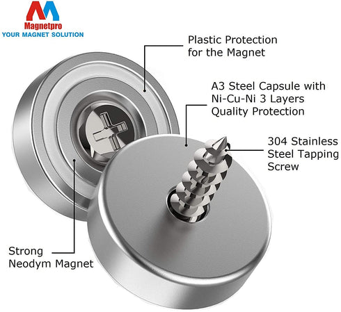 12 25 LB 0.79"*0.28" Countersunk 12 Counterparts Magnetpro Pieces Neodymium Magnets Force, Strong Magnets Size