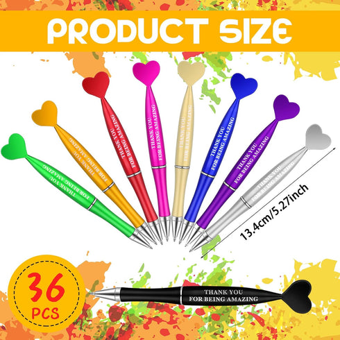 Yeaqee 36 Pcs Appreciation Pens Bulk Inspirational Ballpoint Gifts Thank You for Being Amazing Ballpoint Appreciation Pens for Employee Coworker Women Office Supplies(Multicolor,Heart)
