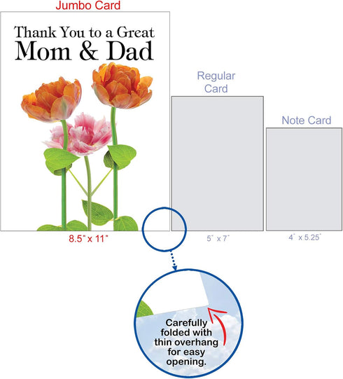 Huge Thank You Card NobleWorks (8.5 x 11 Inch) Relative Appreciation Gift - Thank You To A Great Mom and Dad J9105