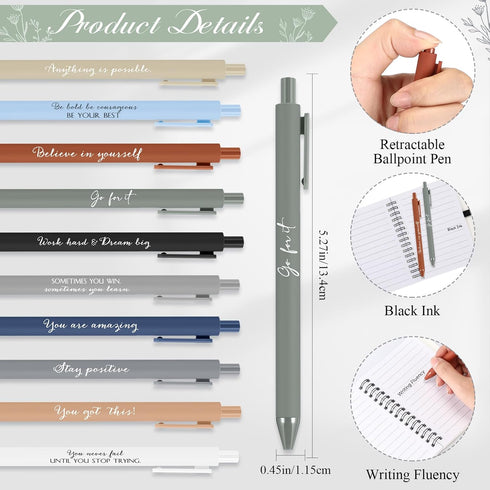 Tenceur 10 Set Inspirational Gifts - Bulk Aesthetic Spiral Notebook Journals with Sticky Note Notepad, Motivational Pen