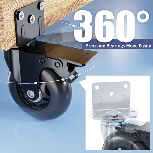 1600 LBSSet 4 Brake360 4inchs) Side Mount Plate Caster Wheels - Thickened L-Shaped Mounting Heavy Duty