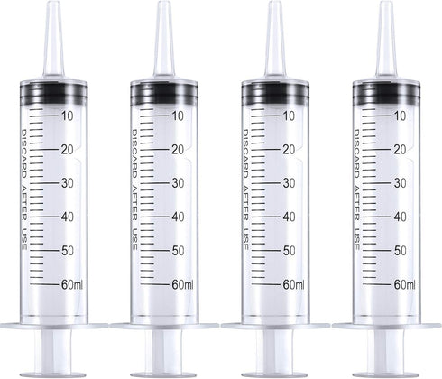Frienda Large Plastic Syringe, 4 Pack Measuring Syringe Tools for Dispensing Multiple Uses (60 ml)