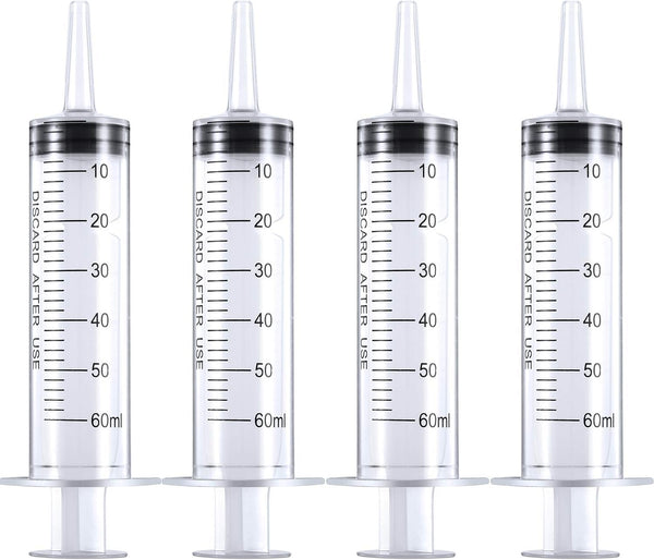 Frienda Large Plastic Syringe, 4 Pack Measuring Syringe Tools for Dispensing Multiple Uses (60 ml)