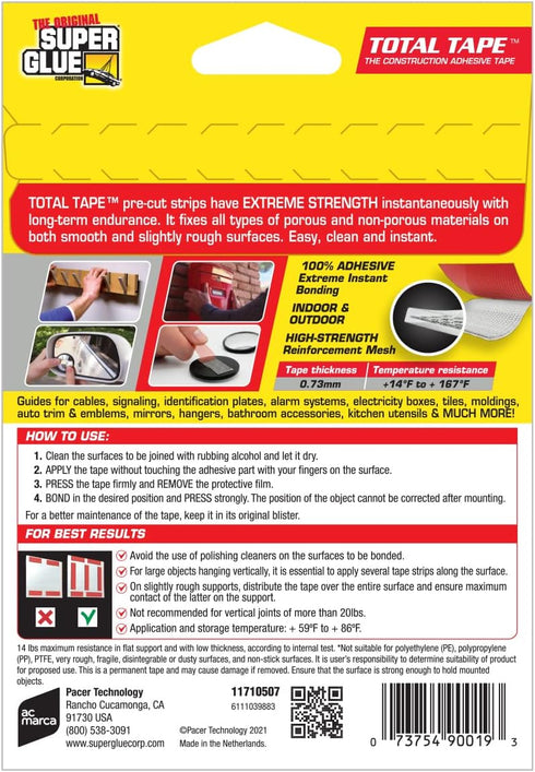 Super Glue Total Tape Precut Strips - 10 Strips