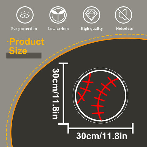 Allball Gifts(11.8*11.8 Baseball Neon Sign, Baseball Player Neon Light USB Powered Unique Gifts for Teenagers LED Sign