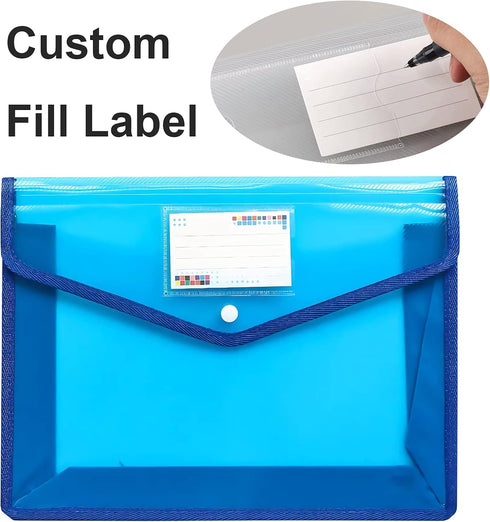 YoeeJob Plastic File Folders Legal Size 2 Pcs - Expandable Document Folder with Snap Button Closure, Blue