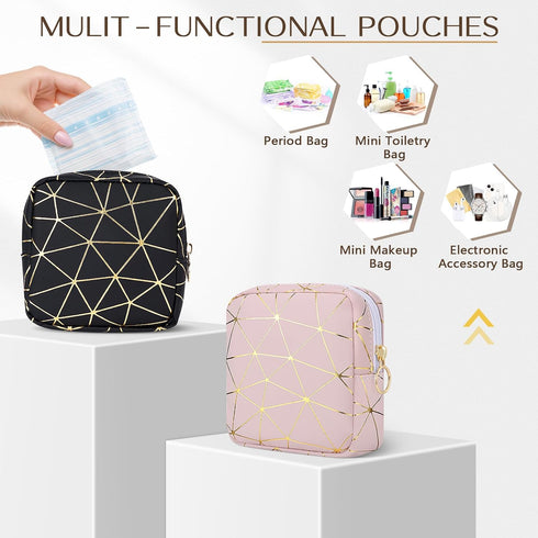 Small-5.1") Likesing Sanitary Napkin Storage Bag, Leather Portable Period Bag for Girls Women, Sanitary Napkin Period