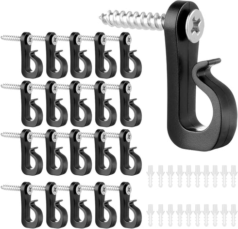Jeffdad 20 Pcs Screw in Hooks for Outdoor String Lights, Q-Hanger Screw Hooks