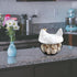 jojofuny Portable Chicken-shaped Storage Basket with Lid, Iron Art Fruit and Vegetable Organizer Box, White with Gold
