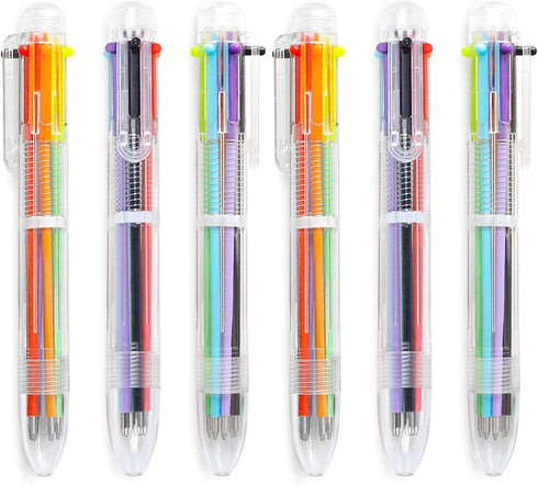 Hutou 6 Pack 0.5mm 6-in-1 Multicolor Ballpoint Pen, Retractable Pens for Office, School Supplies, Kids Party Favors