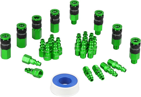 YOTOO Universal Air Coupler and Industrial Plug Kit, 29 Pcs Durable Aluminum Quick Connect Fittings