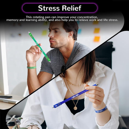 Roucerlin 2 8.5In Colors Pen Spinning with Silicone Bracelet, Metal Heads Gaming Finger Pen, Weighted Rotating