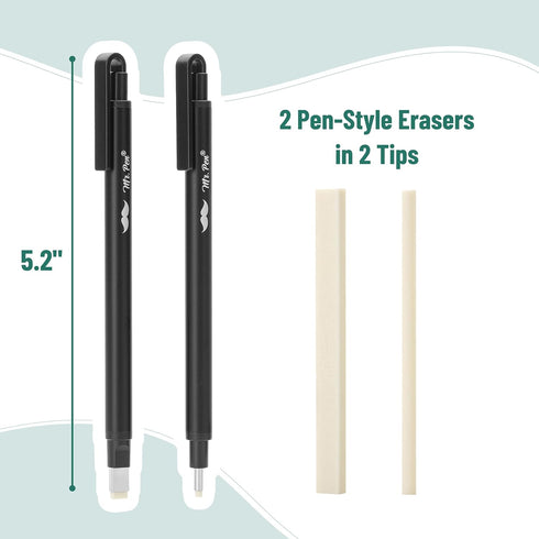 Mr. Pen Pen Style Eraser, 2 Pack - Square & Round Tip Eraser Pen, Precision Eraser for Drawing, Artist Eraser