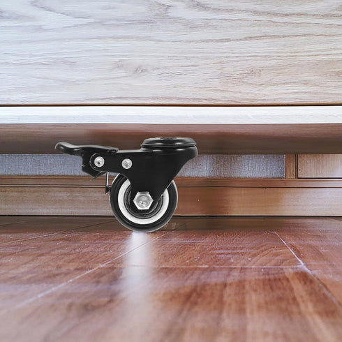 4pcs 1.5-inch M8x25 UPKOCH Stem Casters with Brake, Threaded Rod Heavy Duty Swivel Wheels for Furniture, Rolling Cart