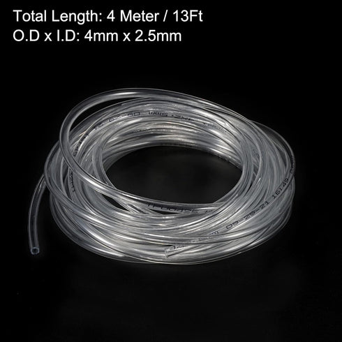 Pneumatic Tubing - Polyurethane Air Compressor Hose Pipe, 4mm OD 2.5mm ID, 13Ft, Clear