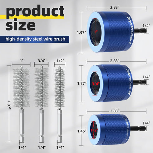 Generic 1/2",3/4" 1" Drill,6 Blades(3 3 3Pcs & Copper Pipe Cleaner Kit for Brush pre-Installed + backups) & ID Wire