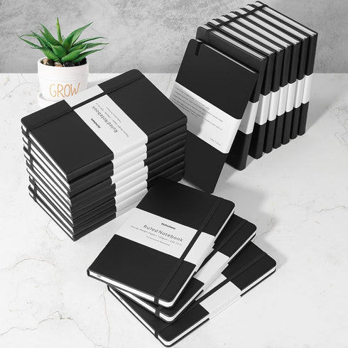 Huhuhero Notebooks Journal, Premium Thick Paper Lined Notebook, Black Hardcover for Office Home School Business Writing