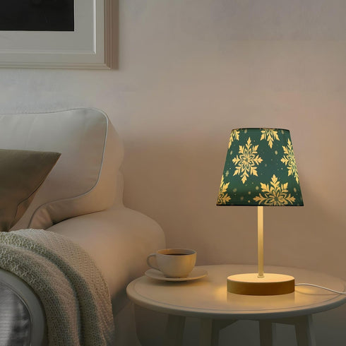 3 ALAZA Table Lamp Snowflake White Blue Bedside Lamp for Bedroom LED Nightstand Desk Lamp with USB Port, Way