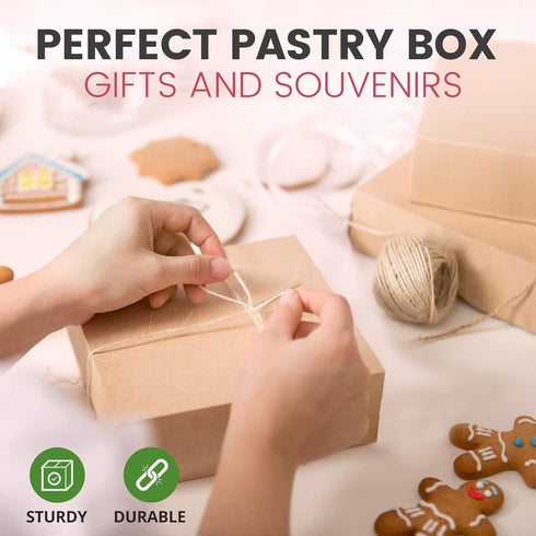 Fit Meal Prep 10 Pack Pastry Boxes 9x9x3 Kraft Bakery Box for Cookies, Baked Goods, Cake, Cupcake