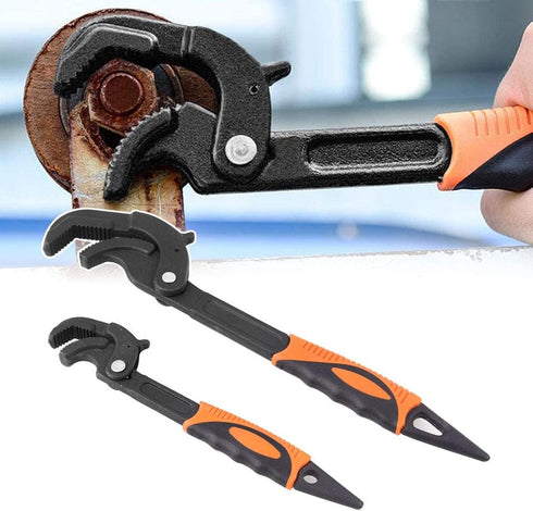 Adjustable Wrench Quick Multi-Function Spanner Power Grip Pipe Wrench Set, 2 Pack for 14-60mm Pipes