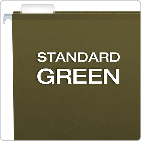 Pendaflex Reinforced Hanging Folders, Letter Size, Standard Green, 1/5 Cut, Includes Tabs and Inserts, 25/Box