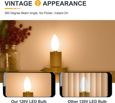 Frosted E12 LED Candle Light Bulbs, 2W Dimmable, 25W Equivalent, 2700K Soft Warm, 3 Count
