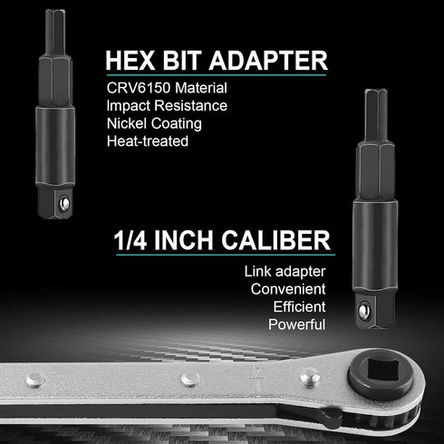 HVAC Service Wrench Tool Kit with Hexagon Bit Adapter for Air Conditioner Refrigeration Equipment Repair