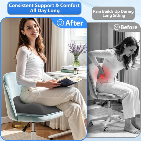 DownyCloud Tailbone, Seat Cushion for Pressure Relief - Ergonomic Home & Office Chair Cushions for Hip, Sciatica