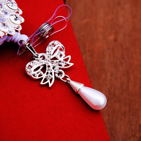 Handmade Bling Rhinestones Retractable Badge Reel, Name Badge Holder with Alligator Swivel Clip