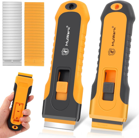 MulWark Razor Blade Scraper, 2 Pack Razor Scraper Tool with Extra 42pcs