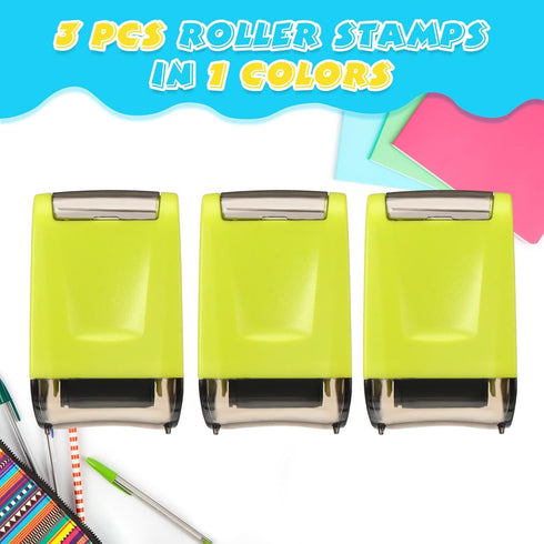 Teling 3 Pcs Dashed Handwriting Line Practice Roller Stamp, Self Inking Line Rolling Stamps for Teacher Classroom