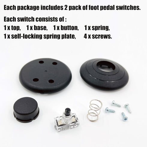 2-Pack UL-Certified Foot Pedal Switch, Round Floor Lamp Inline Switch with Step-on Button, Easy DIY Installation