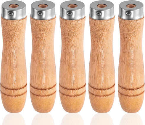 5pcs Wooden File Handle with Strong Metal Collars, Large Handle for 10"-12" File, Craft Tool