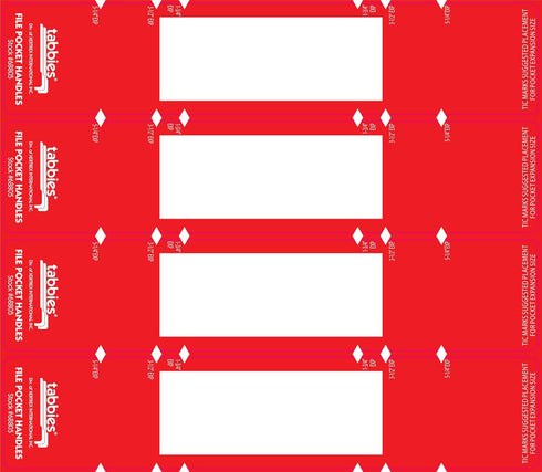 Tabbies File Pocket Handles, 9.63 X 2, Red/White, 12 Sheets/Pack