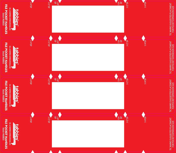 Tabbies File Pocket Handles, 9.63 X 2, Red/White, 12 Sheets/Pack