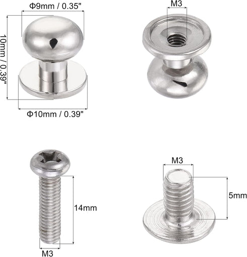 uxcell 9mm Head Dia. Round Knobs Pull Handle, 12pcs Zinc Alloy for Drawer Pulls Gift Box Cabinet Door Knobs with Screws, Silver Tone by uxcell