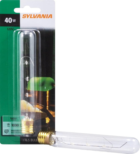 Sylvania 18152 40-Watt Clear Tubular Intermediate Base Incandescent T6.5 Bulb, 1 Count (Pack of 1)