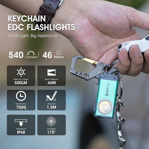 WUBEN G2 Mini Flashlight Keychain, 500 Lumens Rechargeable Pocket Flashlight with 5 Modes for Travel