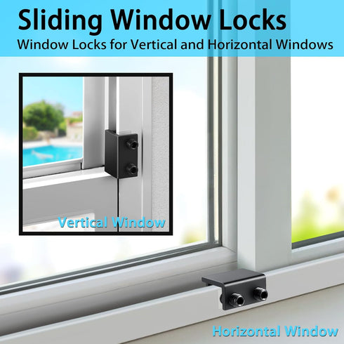 Locks,8 Pack ZRFCXE Window Sliding Window Locks with Key for Vertical & Horizontal Sliding Windows Doors,Easv