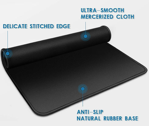 TONOS 3 Pack, 11 8.7 35% Mouse Pad Black Mouse Pads x in, Larger Size, Smooth Surface, Stitched Edges, Non-Slip Rubber