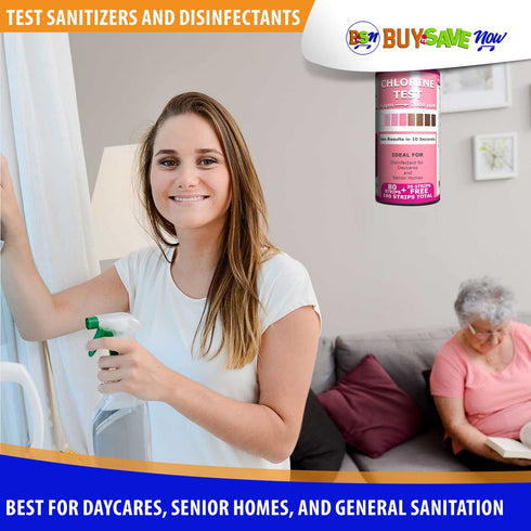 Industrial Active Chlorine Bleach Test Strips, 0-2000 Ppm Range for Sanitizer Disinfectants and Sanitizing Solutions