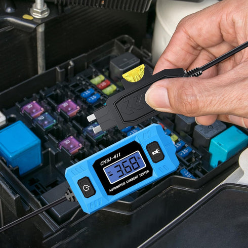 ZMJY 12V/24V Fuse & Relay Tester, Automotive Circuit Fault Probe Tester with High-Precision Current Test & Blue Backlit