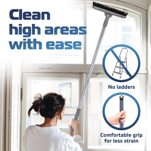 50'' 180 DSV Standard Grout Scrub Brush with Long Handle, Tile Grout Scrubber, V-Shape Crevice Cleaning Brush for Hard