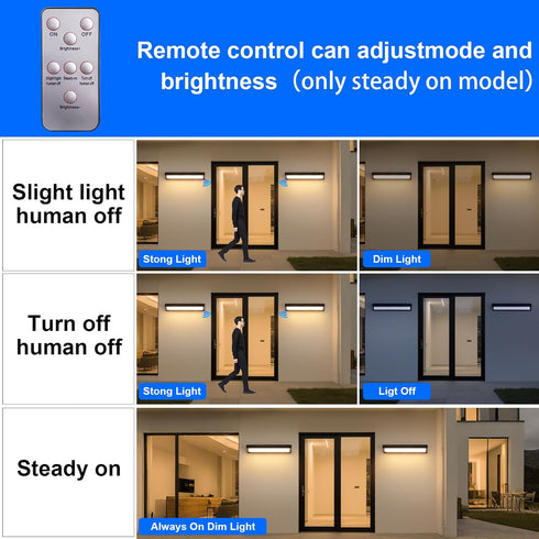 Boajuna 3 Outdoor Solar Wall lamp, Dusk to Dawn Motion Sensor Lantern with Lighting Modes, Wireless Exterior Solar