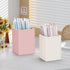 Pen Holder for Desk, Beige Nordic Elegance Square Silicone Pencil Cup Stand for Home, Kids, School Supplies