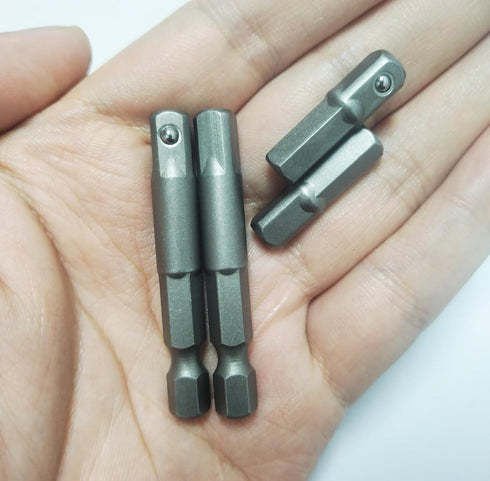 1/4" Hex to 1/4" Socket Adapter - Power Tool Replacement Part (4 Pieces) for Drill Driver and Pneumatic Drill