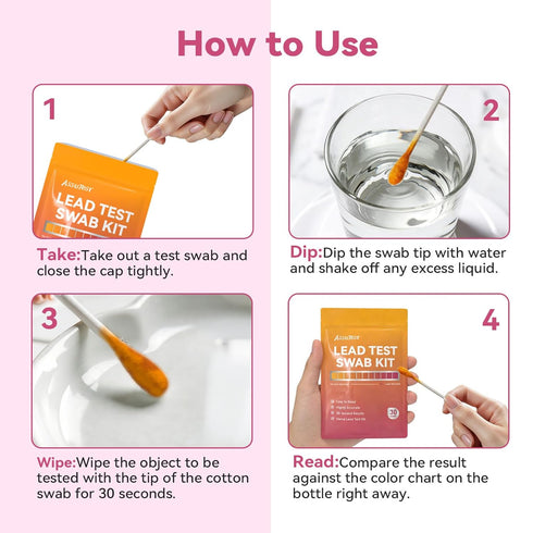 30 30 AssuTest Lead Test swabs Kit - PCS Lead Paint Test Kit for Home Use, Lead Tester for Dishes Ceramics Toys Metal
