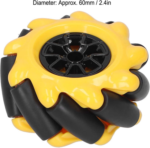 60mm Parts((2 Yellow High Hideness Mecanum Wheel -Directional Wheel TT Motor Hubs/Connector for Robot Car Kit DIY STEM